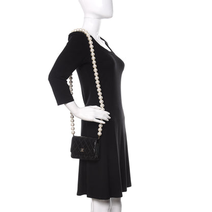 Chanel Calfskin Quilted Mini Maxi Pearls Wallet On Chain WOC Black 2 of 12