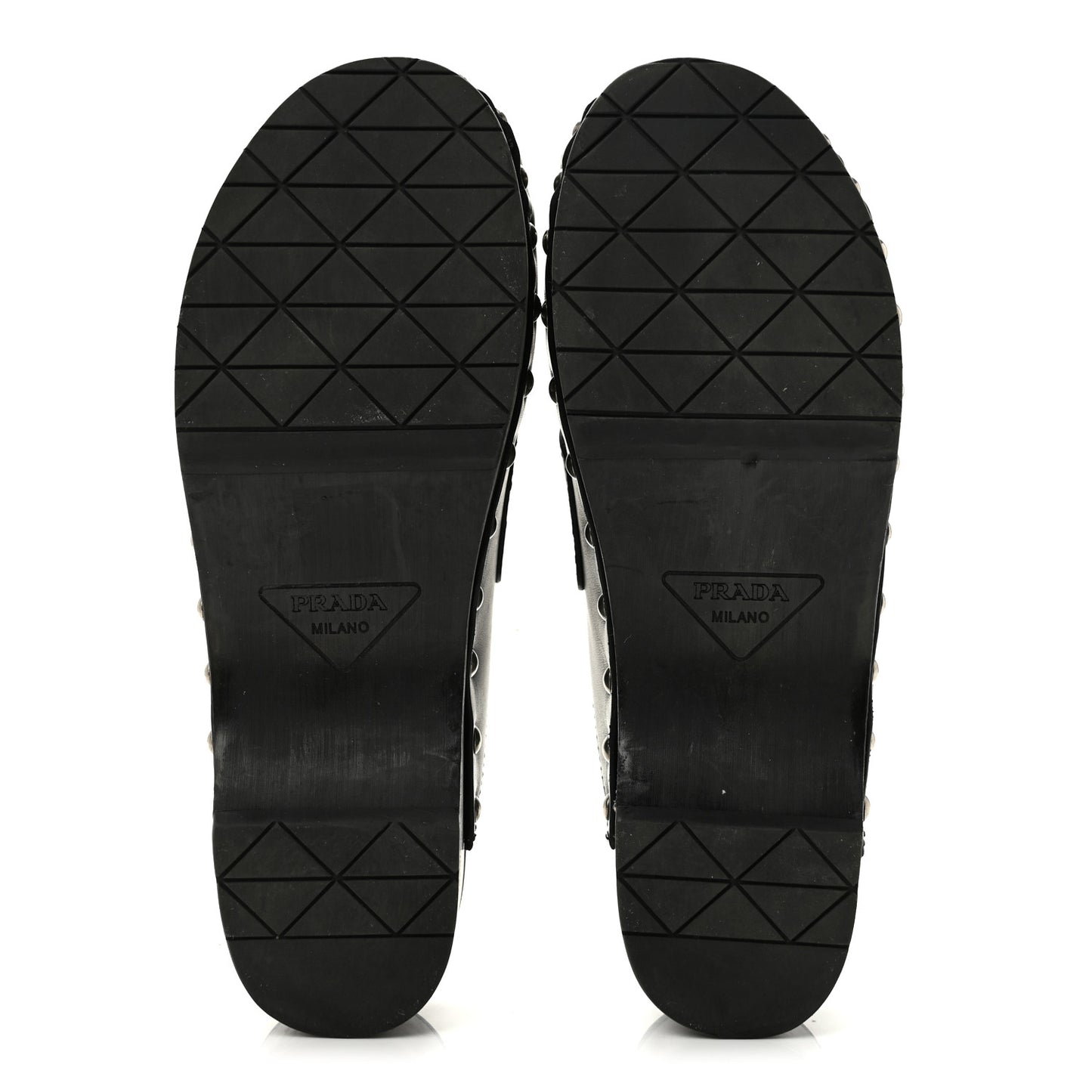 Natural Calfskin Metal Triangle Logo 45mm Clogs 36 Black