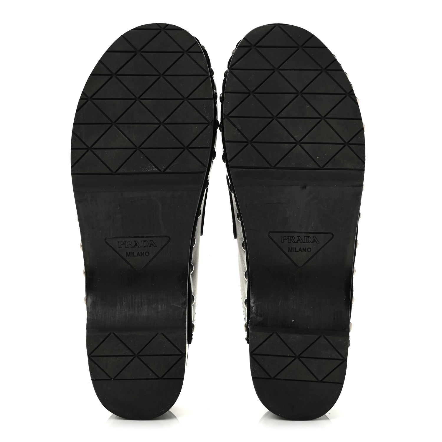 Prada Natural Calfskin Metal Triangle Logo 45mm Clogs 36 Black 6 of 9