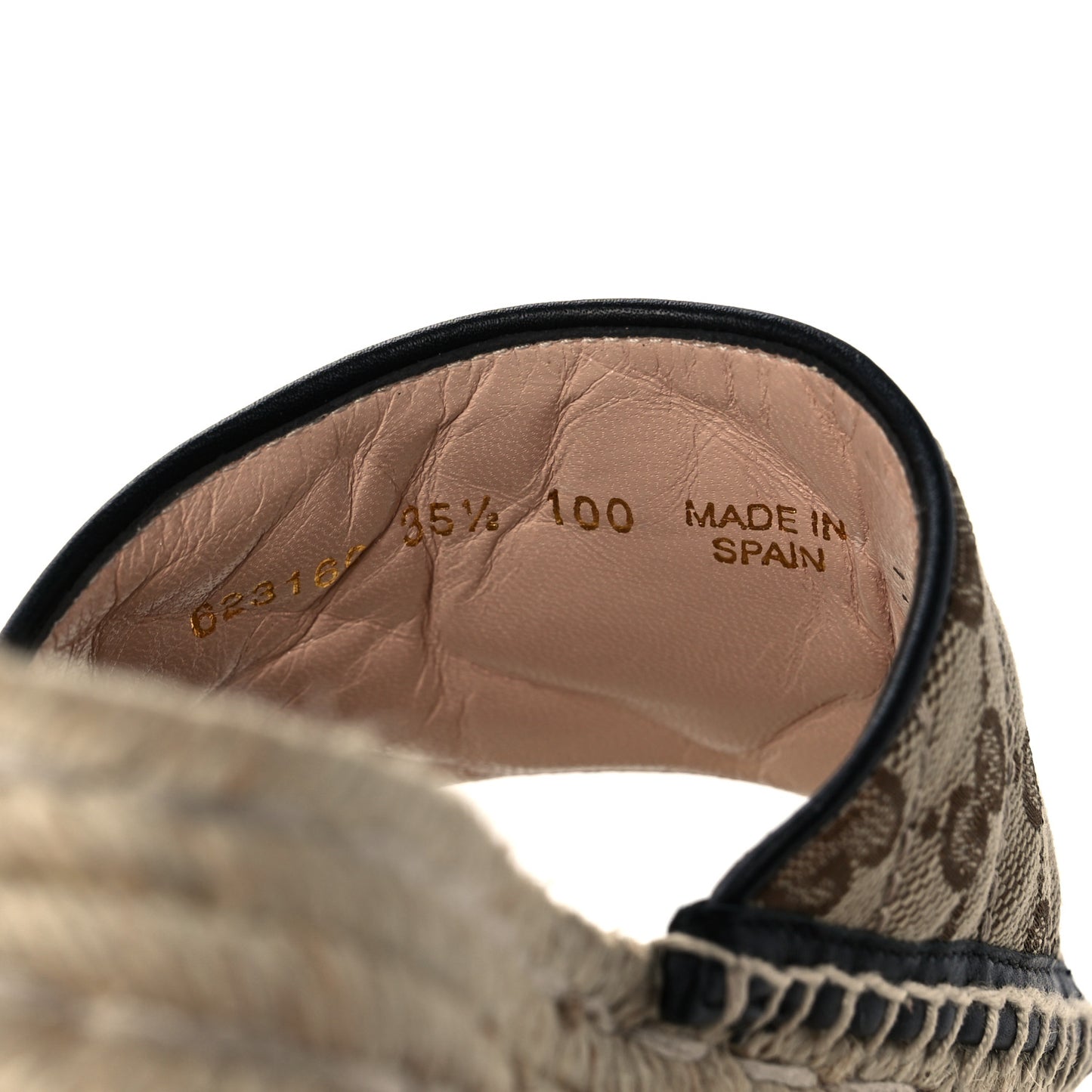 Monogram Matelasse Diagonal GG Marmont Platform Espadrille Slide Sandals 35.5 Beige Ebony Black