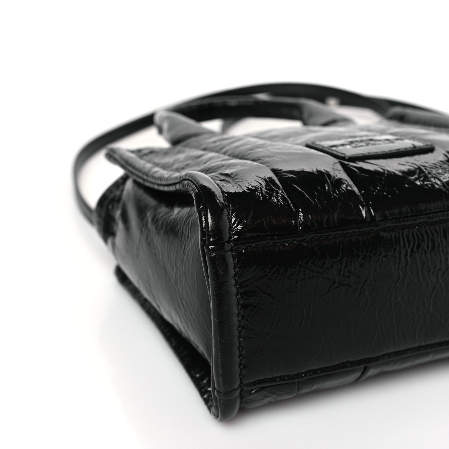 Marc Jacobs Shiny Crinkled Calfskin Mini The Tote Bag Black 7 of 8