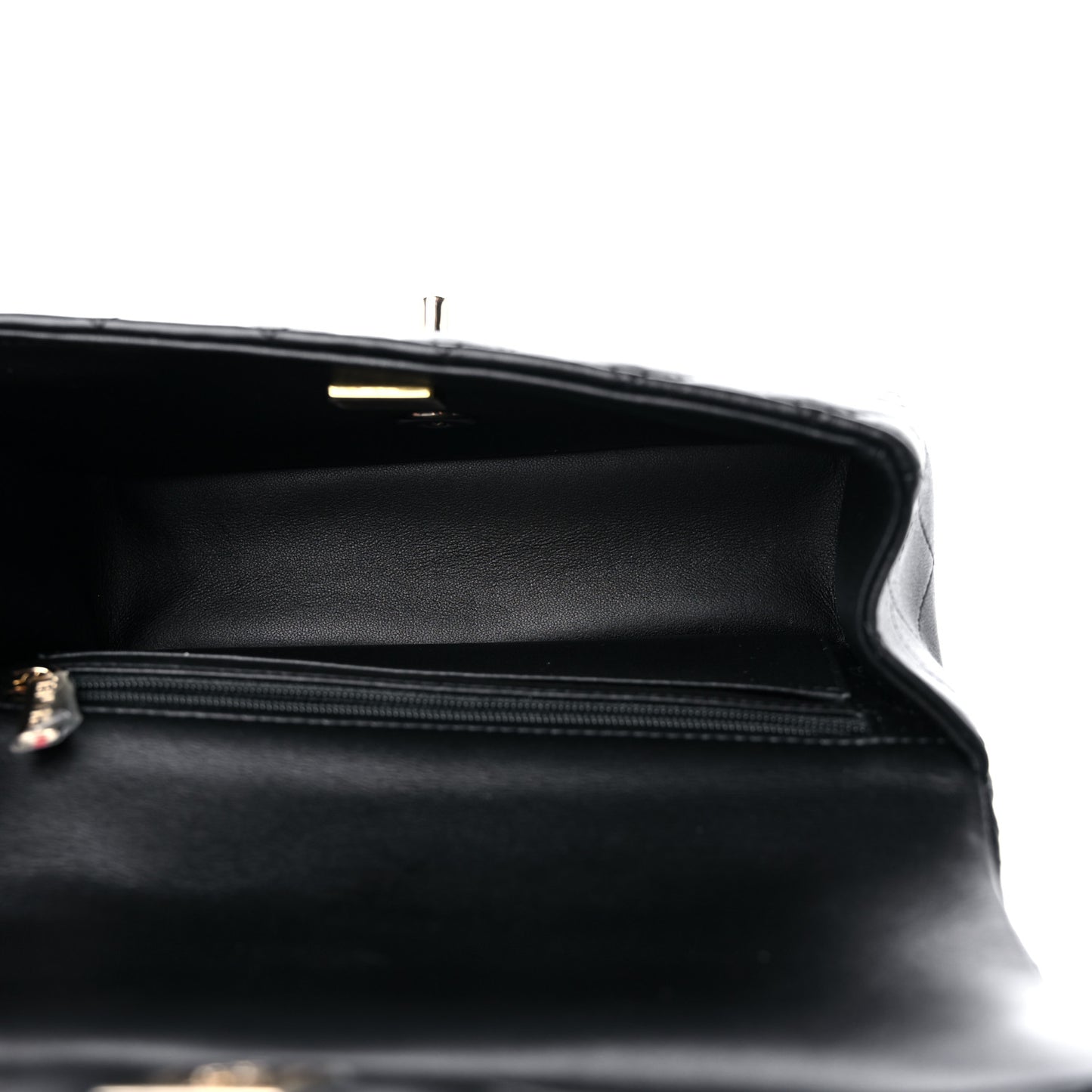 Lambskin Quilted Mini Top Handle Rectangular Flap Black