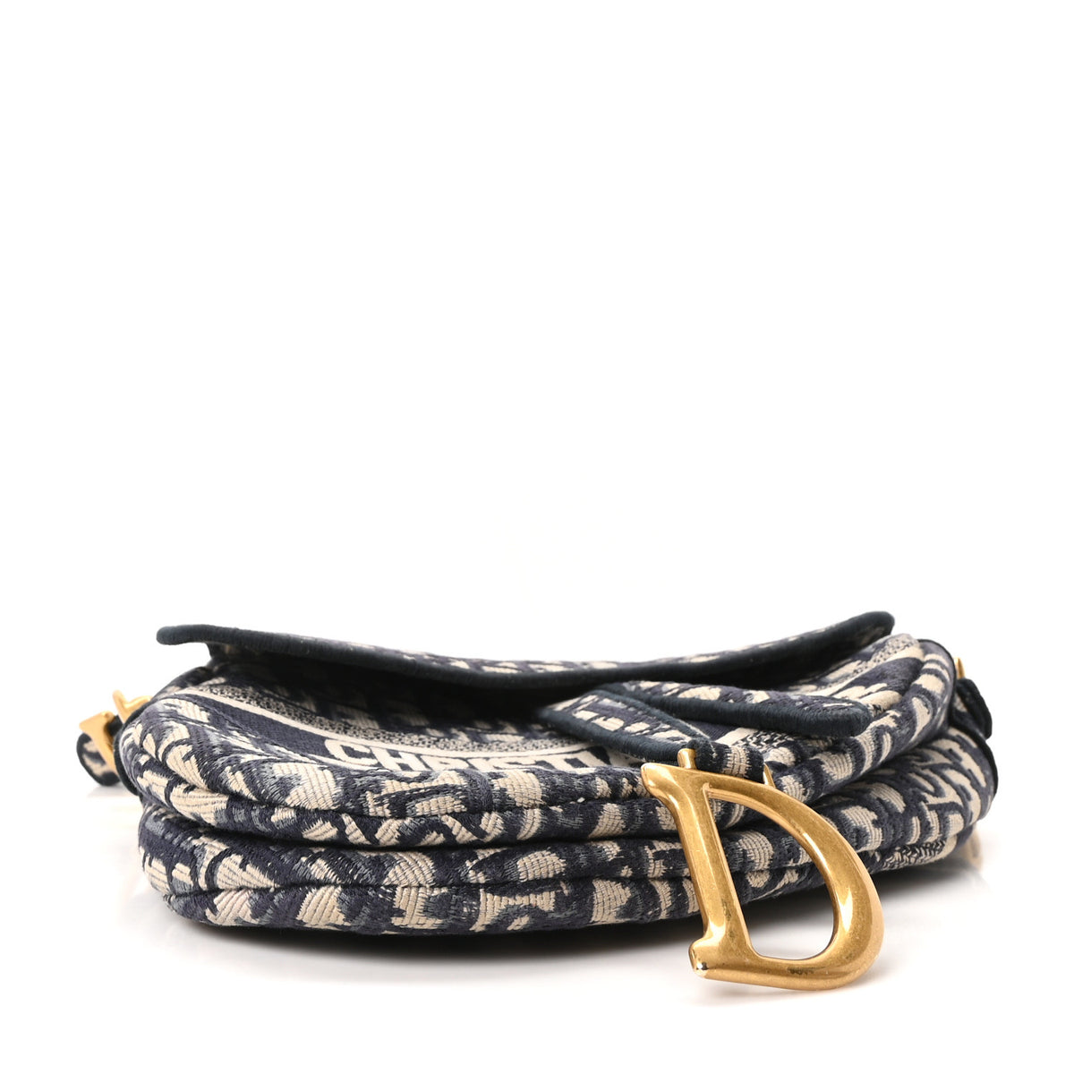 Christian Dior Oblique Embroidered Saddle Bag Blue 4 of 11