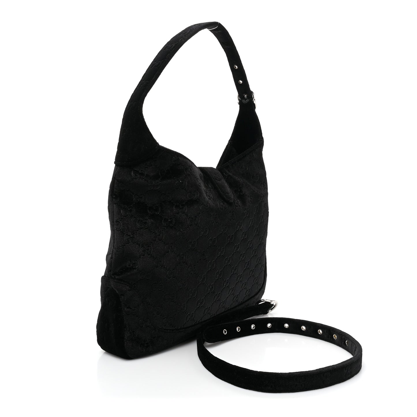 Velvet GG Monogram Small Jackie 1961 Hobo Black