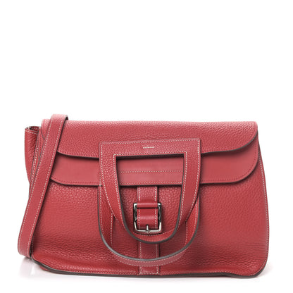 Hermes Taurillon Clemence Halzan 31 GM Rouge Casaque 1 of 4