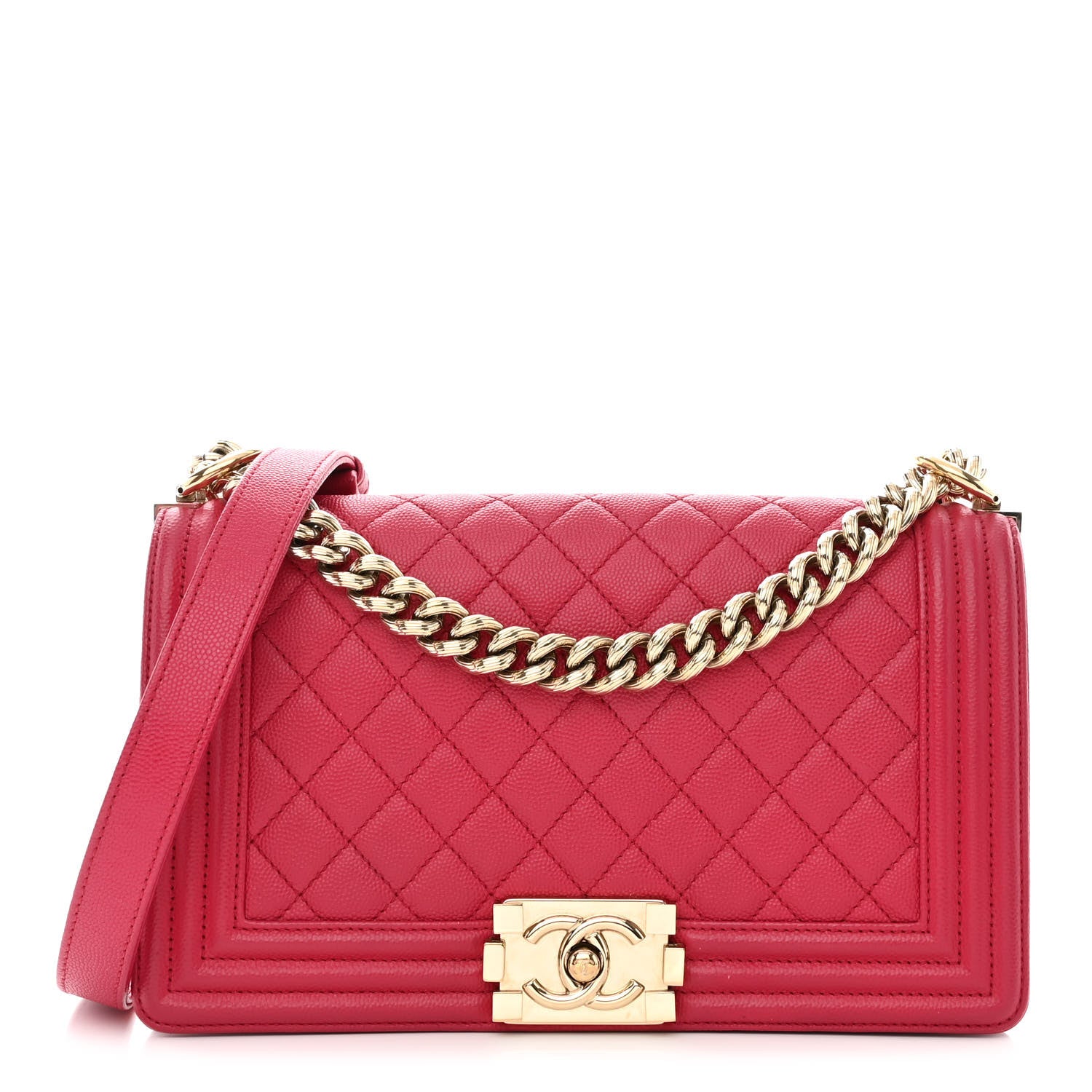 Chanel Caviar Quilted Medium Boy Flap Dark Pink 1 of 12