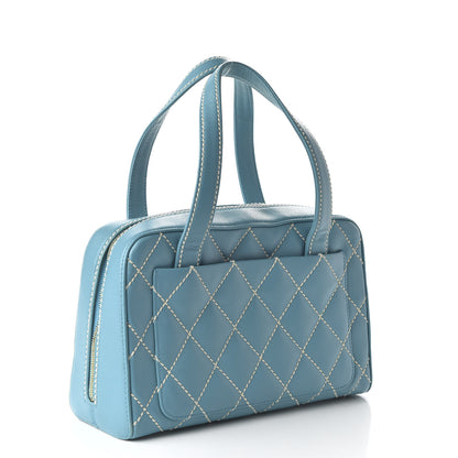Chanel Calfskin Contrast Stitch Surpique Bowler Blue 3 of 10
