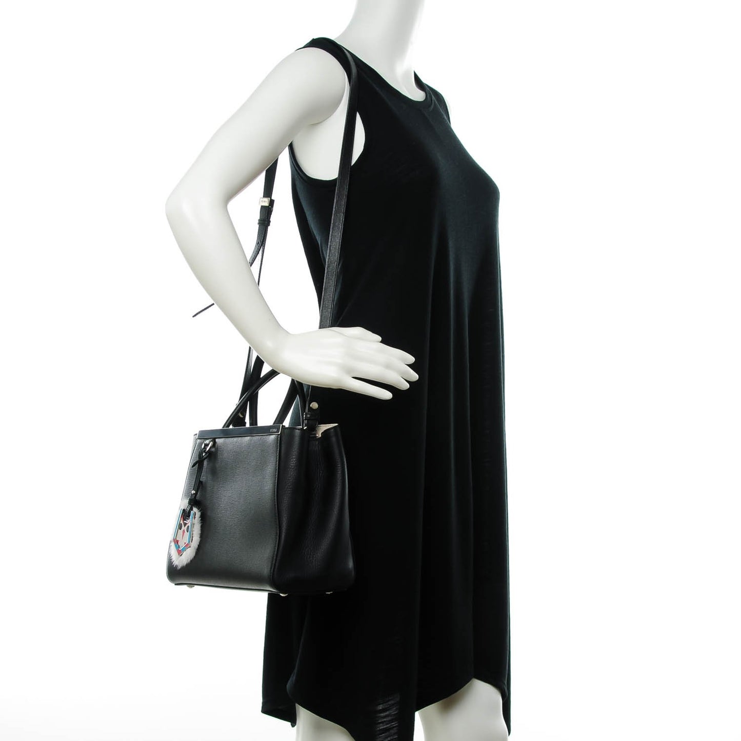 Vitello Elite Flamingo Mink Monster Charm Petite 2Jours Tote Black Multicolor