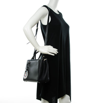 Fendi Vitello Elite Flamingo Mink Monster Charm Petite 2Jours Tote Black Multicolor 3 of 10