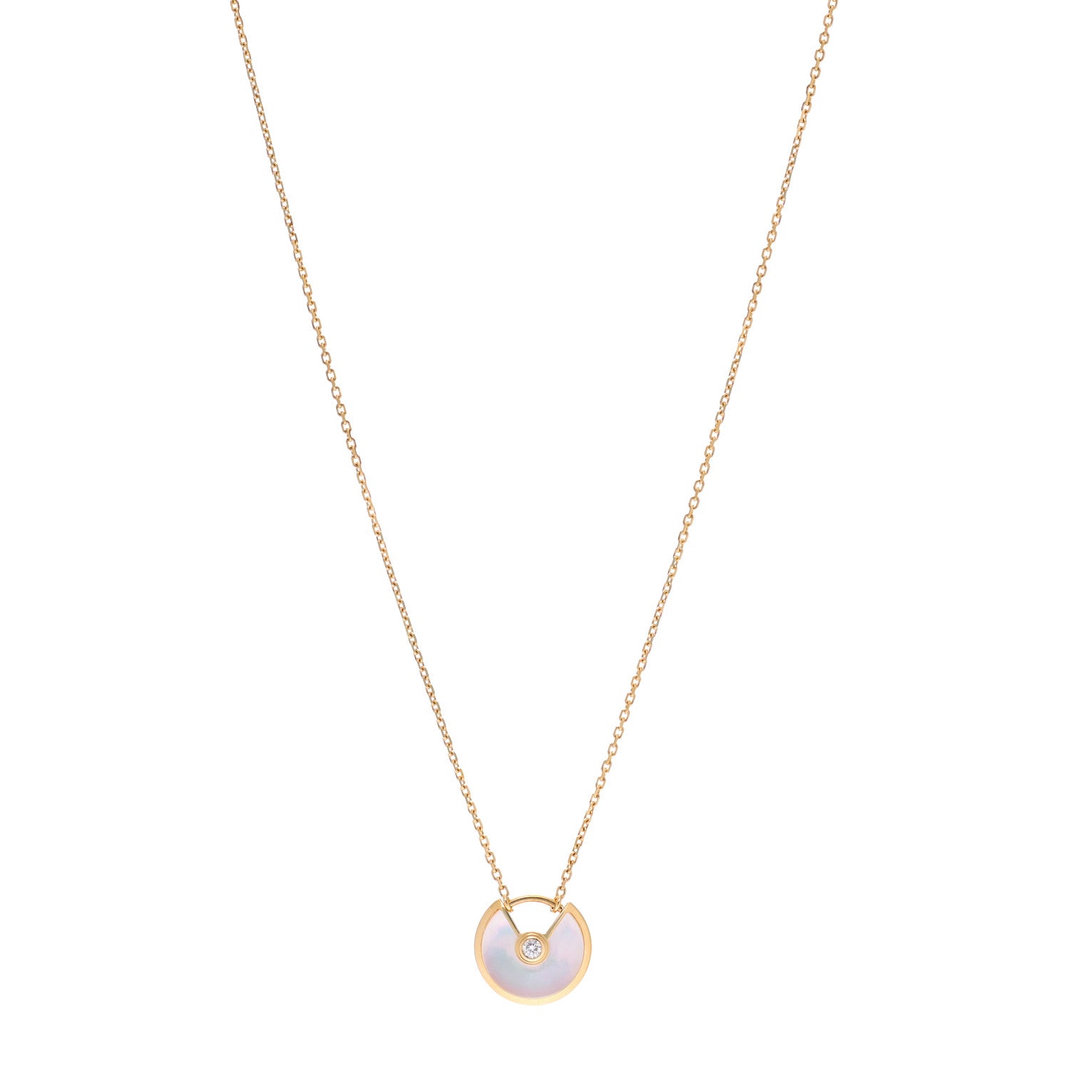 Cartier 18K Yellow Gold Diamond Mother of Pearl XS Amulette de Cartier Pendant Necklace 1 of 5