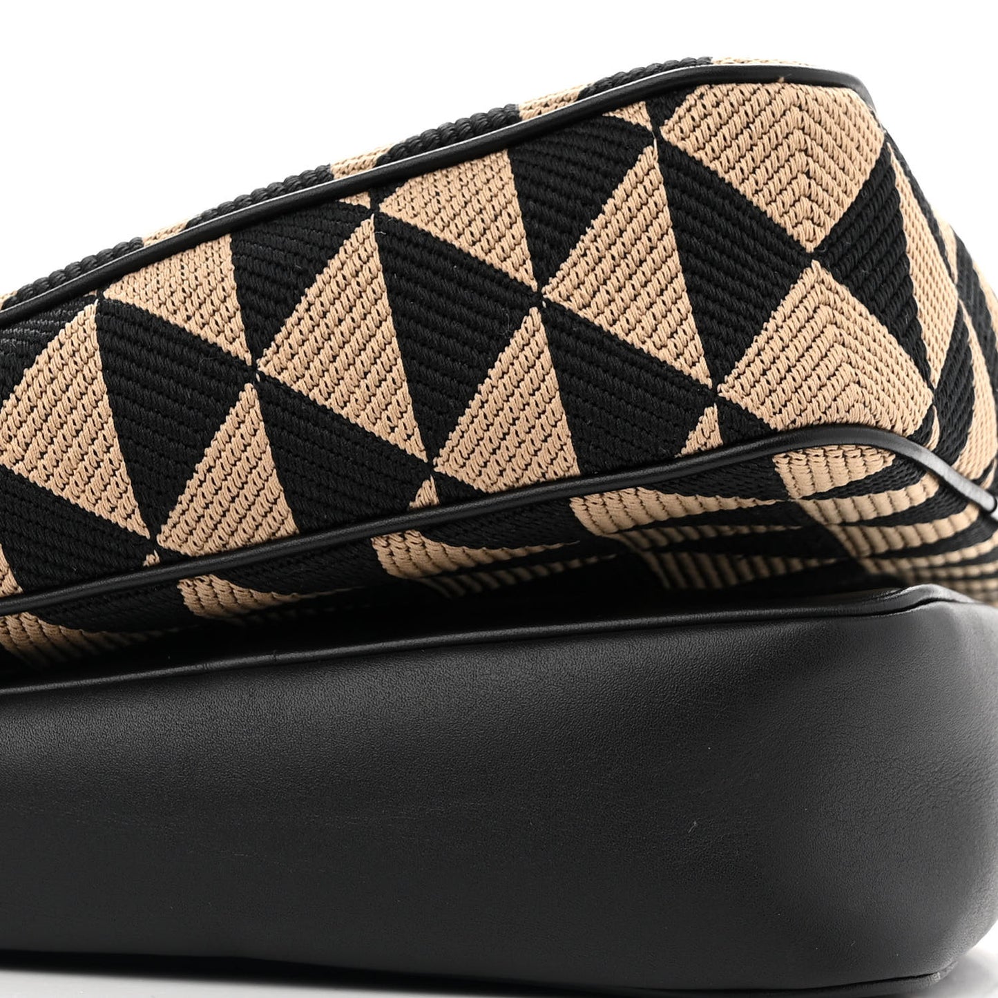 Jacquard Calfskin Triangolo Symbole Embroidered Mini Triangle Double Bag Black Corda