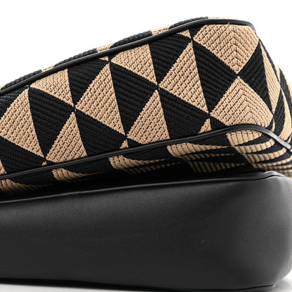 Prada Jacquard Calfskin Triangolo Symbole Embroidered Mini Triangle Double Bag Black Corda 9 of 11