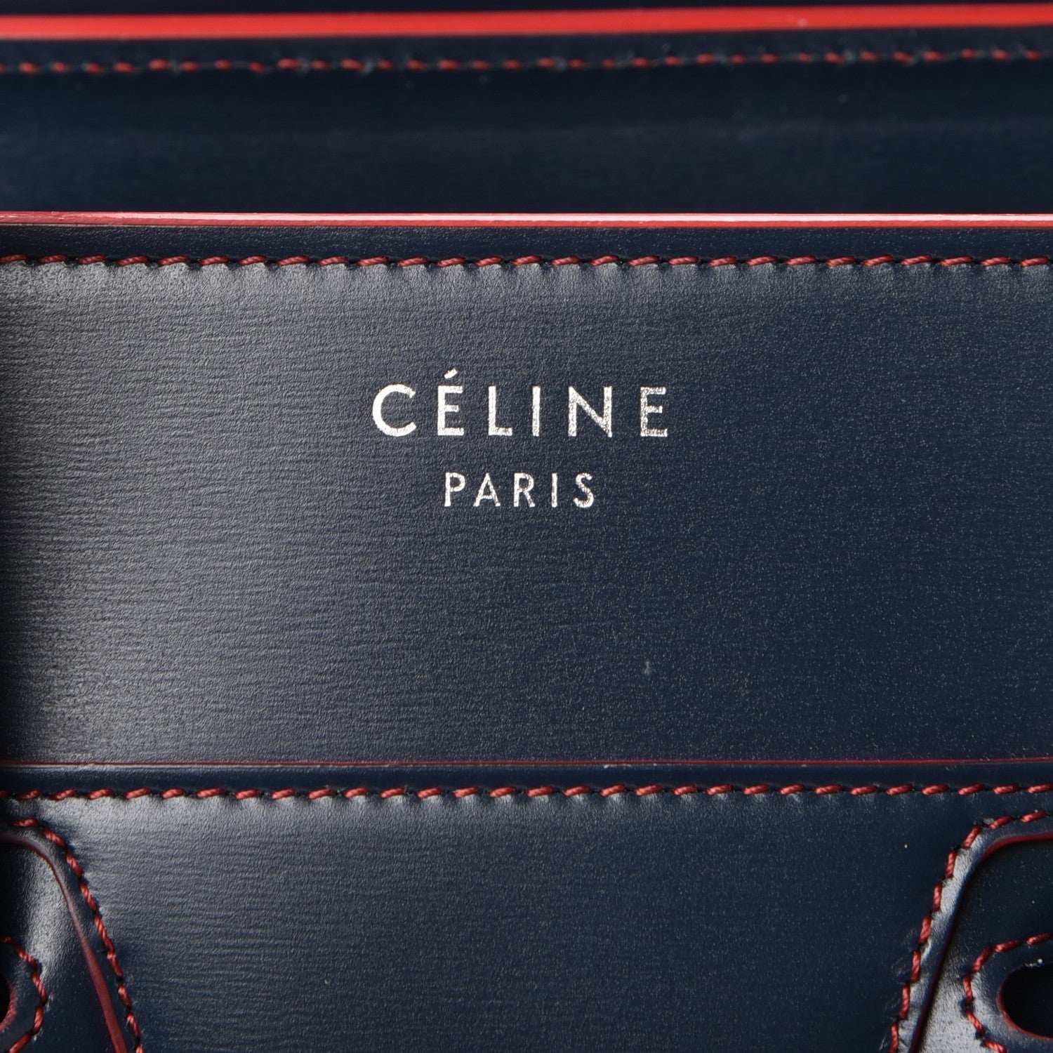 Celine Satin Debossed Calfskin Micro Luggage Navy Blue 7 of 9