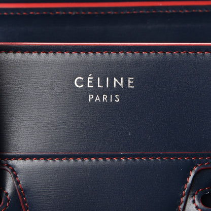 Celine Satin Debossed Calfskin Micro Luggage Navy Blue 7 of 9