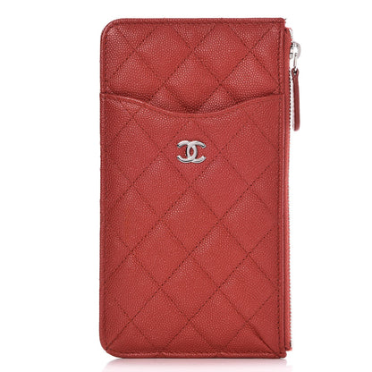 Chanel Caviar Quilted Flat Wallet Pouch Red 1 of 8