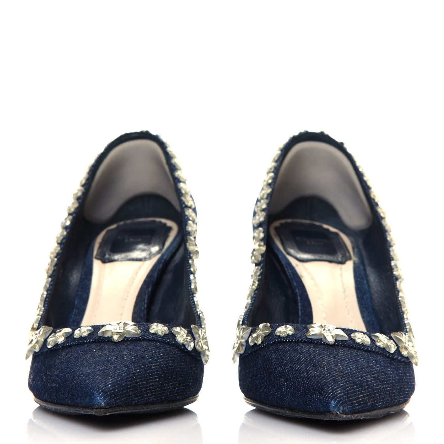 Denim Crystal Garland Pumps 36 Blue Fonce