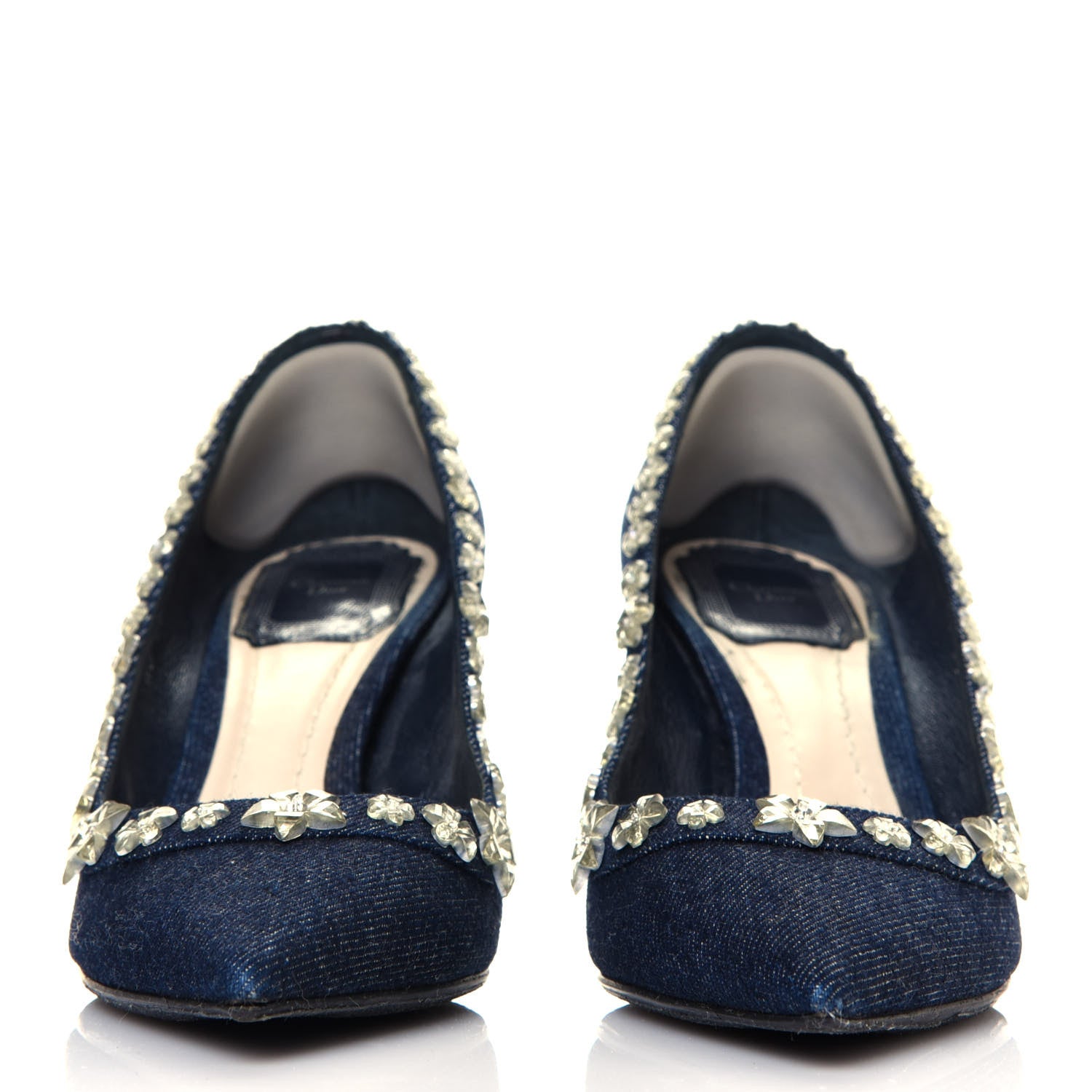 Christian Dior Denim Crystal Garland Pumps 36 Blue Fonce 2 of 10