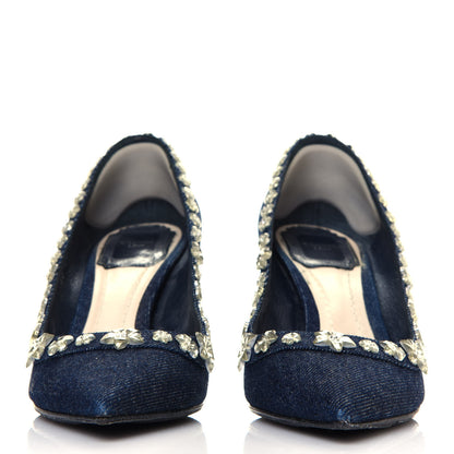 Christian Dior Denim Crystal Garland Pumps 36 Blue Fonce 2 of 10