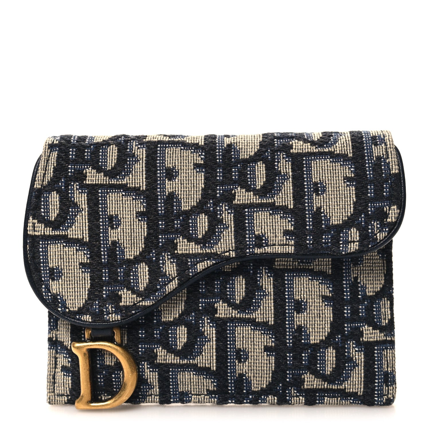 Christian Dior Oblique Saddle Card Holder Blue 1 of 8