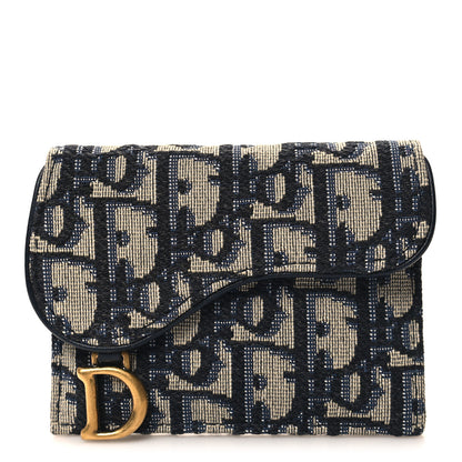 Christian Dior Oblique Saddle Card Holder Blue 1 of 8