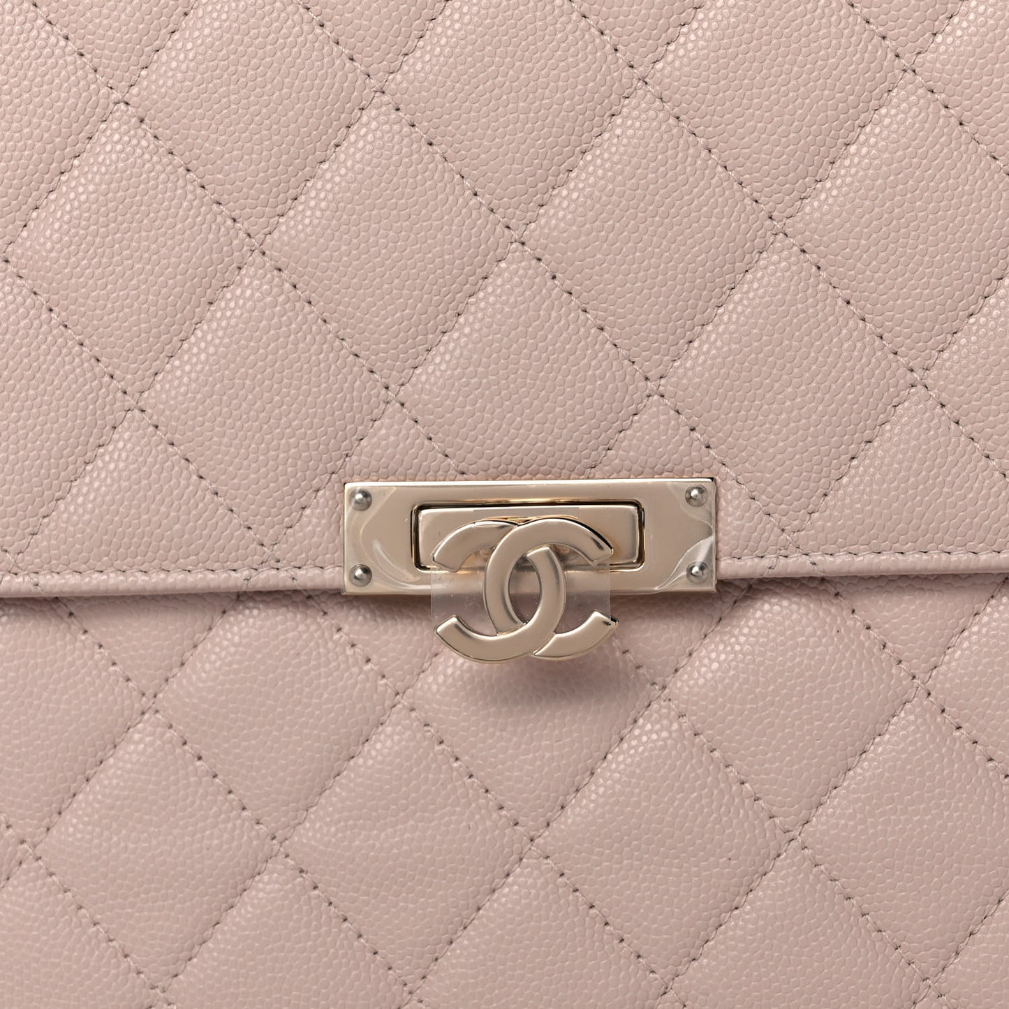 Caviar Quilted Large Golden Class Pouch Light Pink