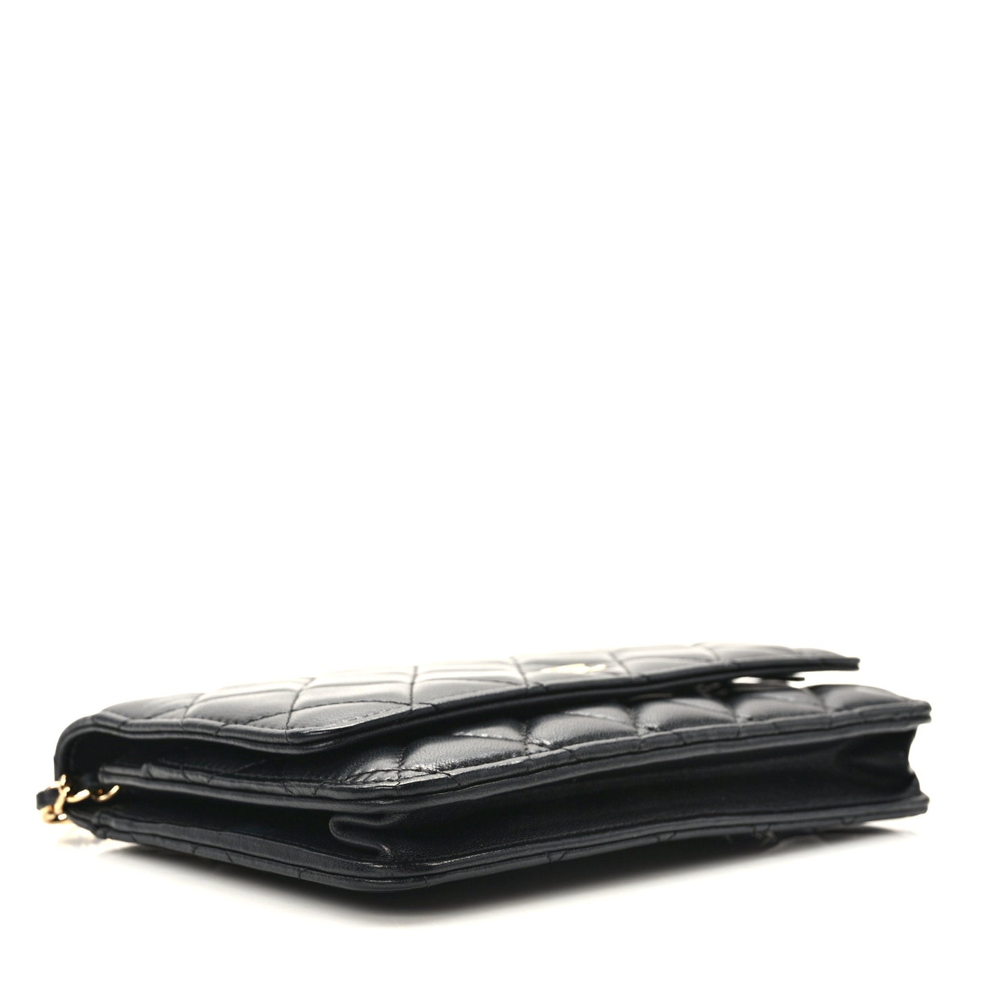 Lambskin Quilted Wallet On Chain WOC Black