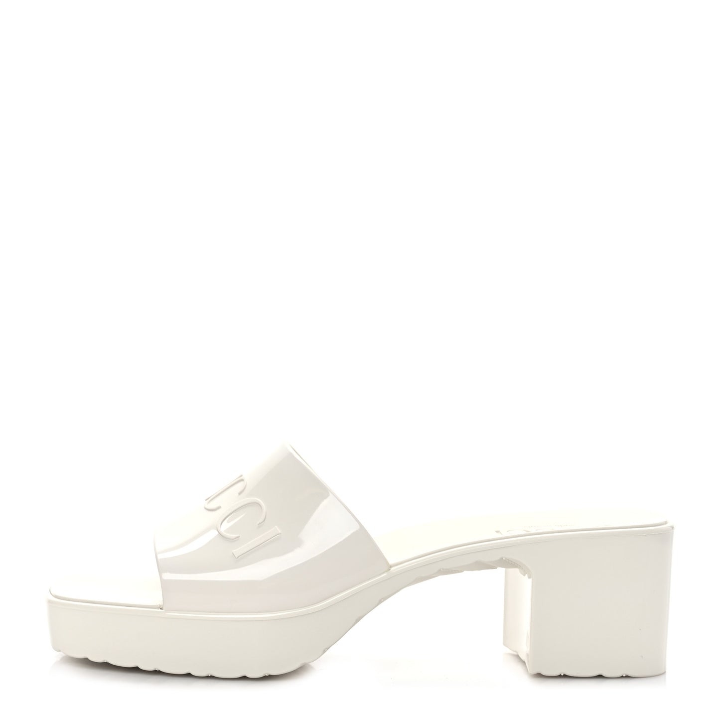 Rubber Gucci Logo Womens Platform 20/60mm Slide Sandals 35 Mystic White