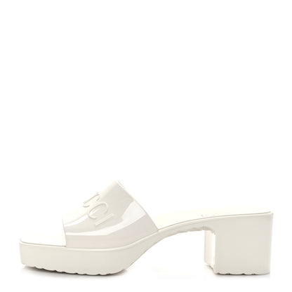 Gucci Rubber Gucci Logo Womens Platform 20/60mm Slide Sandals 35 Mystic White 1 of 8