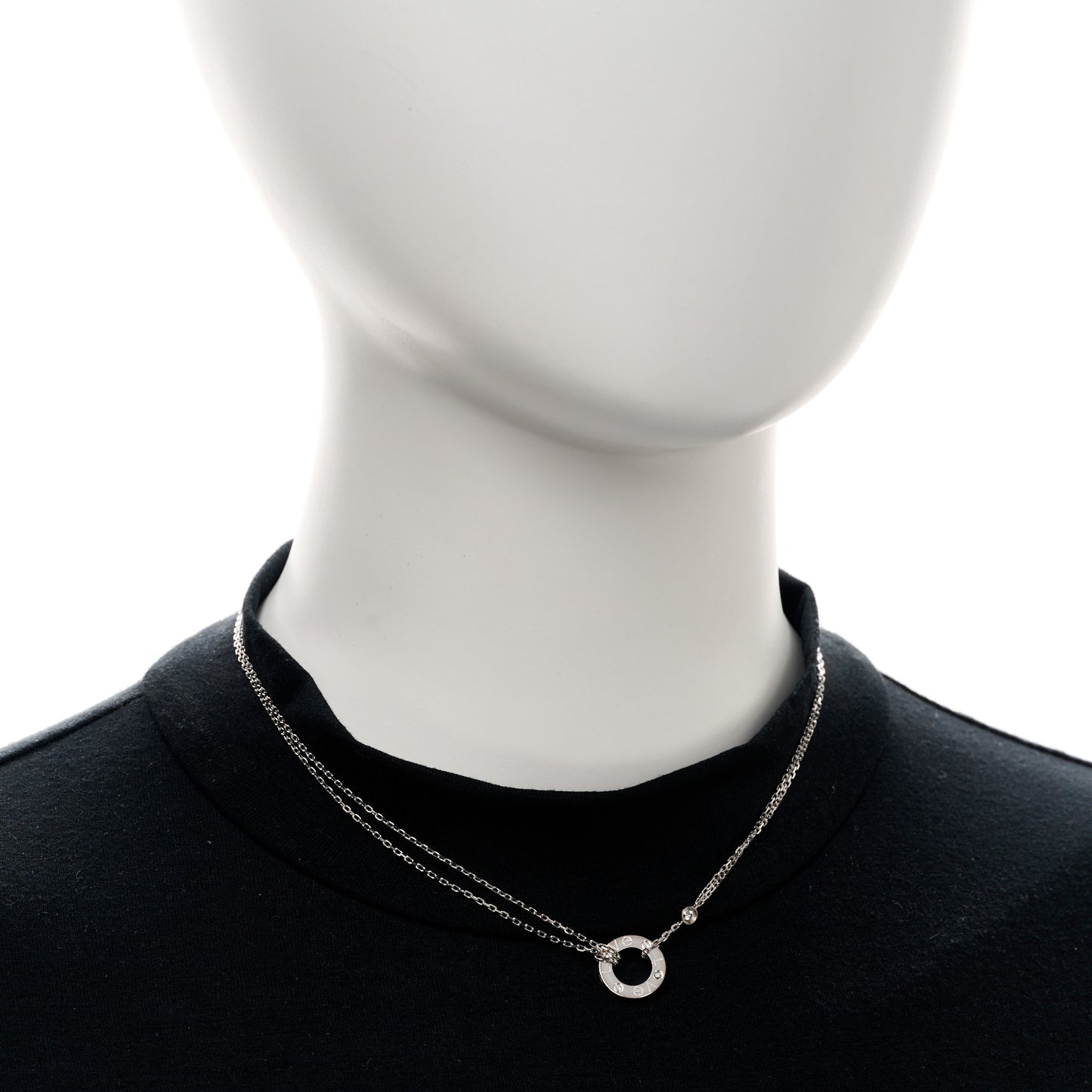 18K White Gold 2 Diamond LOVE Necklace