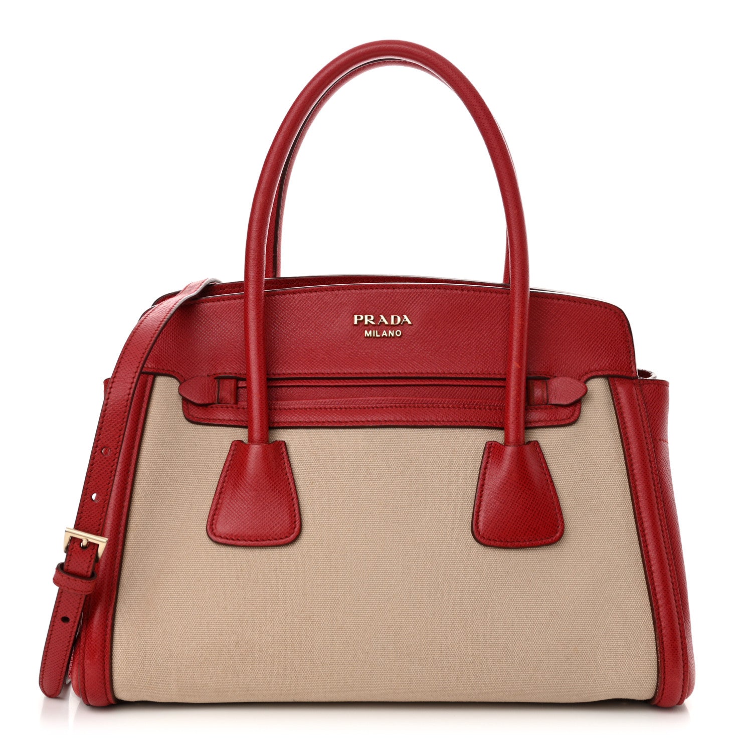 Prada Canapa Saffiano Cuir Tote Corda Fuoco 1 of 17