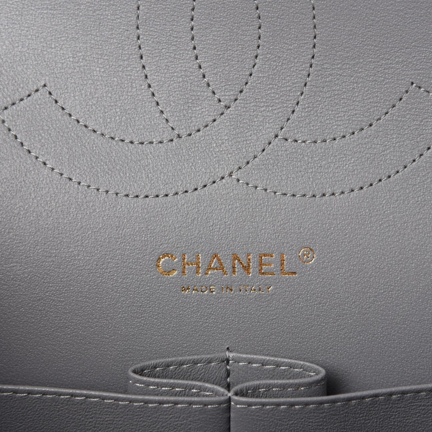Caviar Quilted Jumbo Double Flap Grey