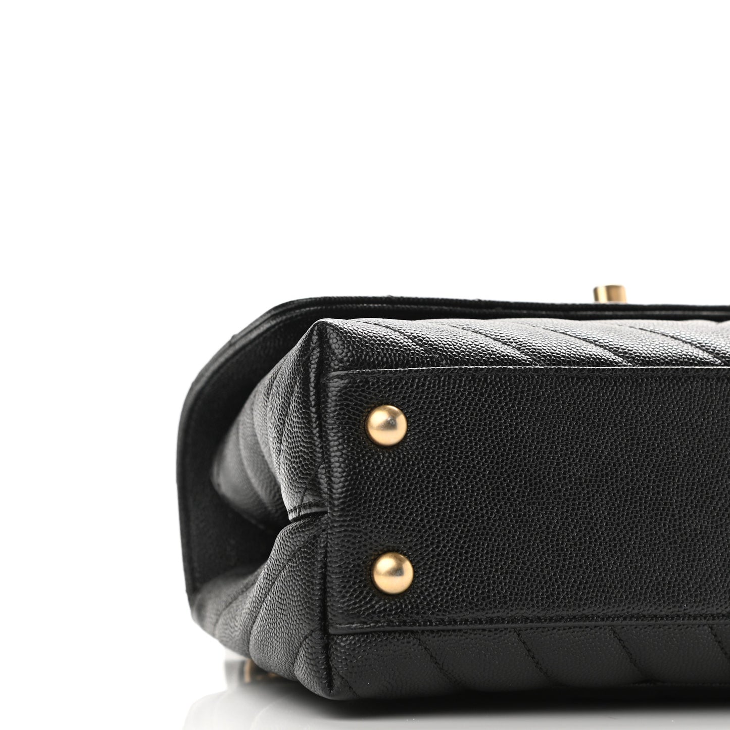 Caviar Chevron Quilted Mini Coco Handle Flap Black