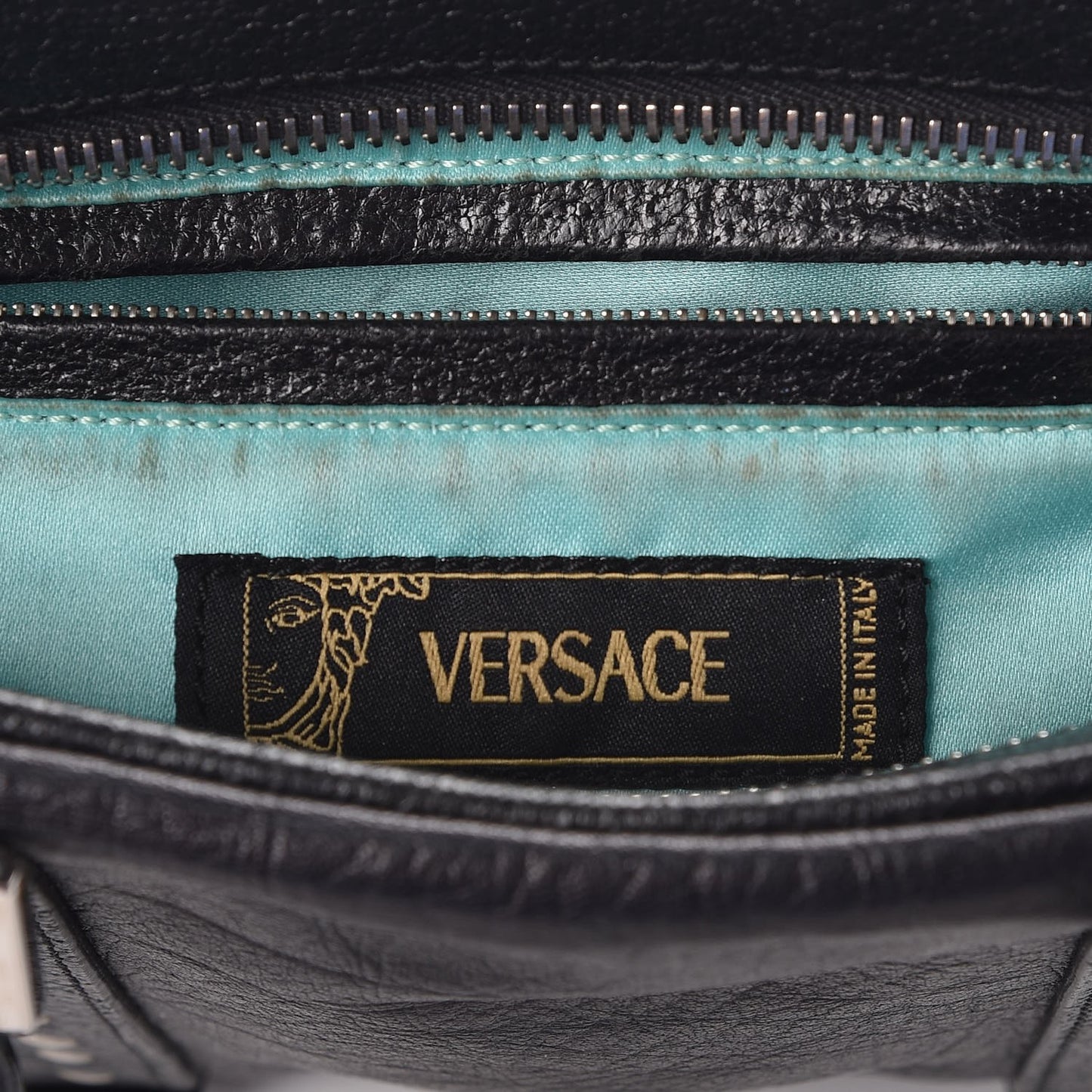 Calfskin Studded Small Satchel Black