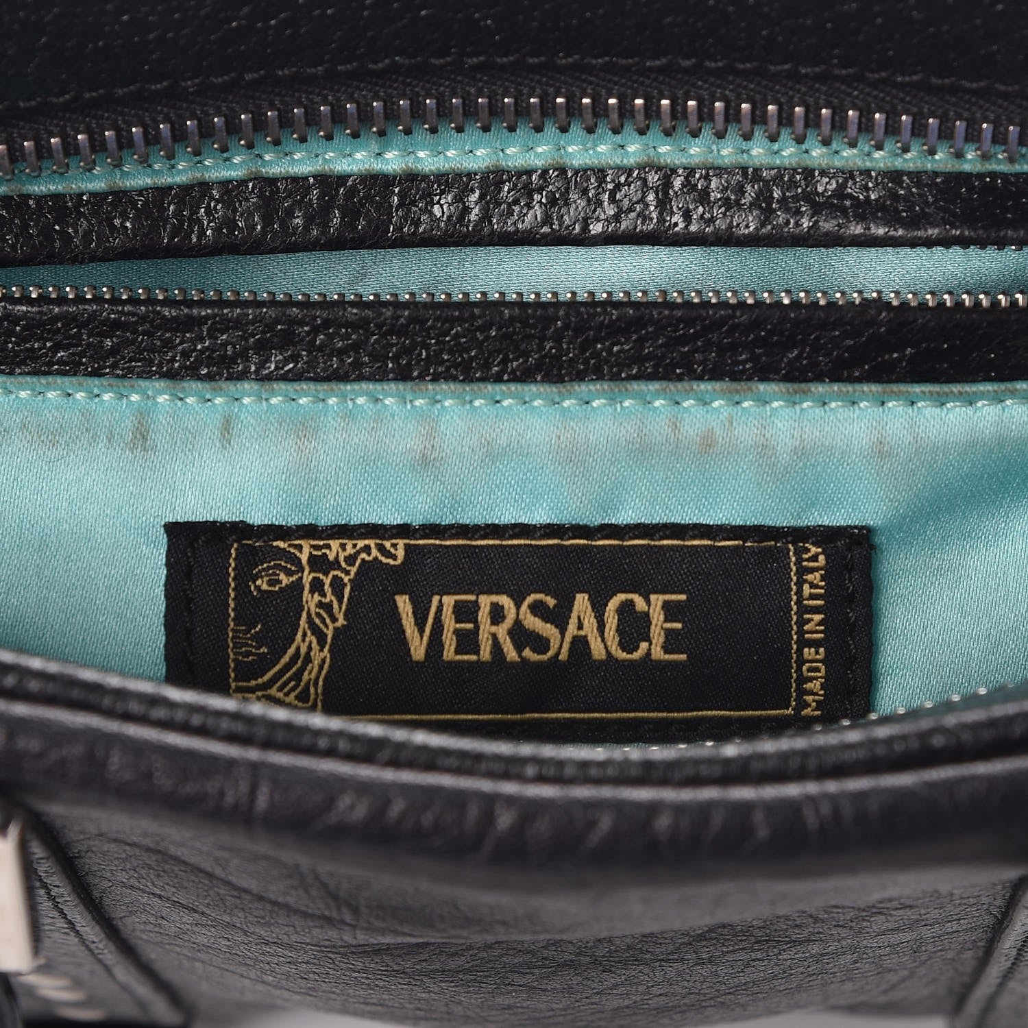 Versace Calfskin Studded Small Satchel Black 8 of 9