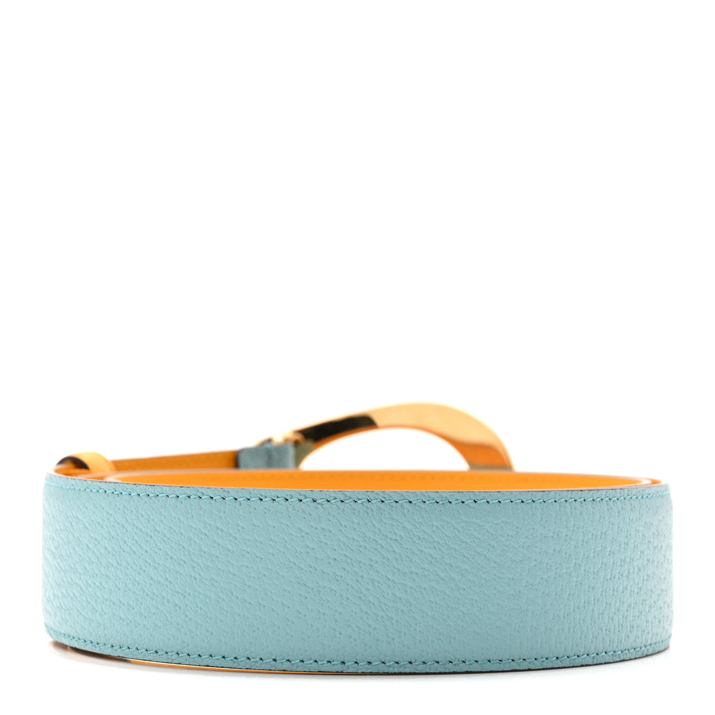 Textured Dollar Calfskin Criss-Cross Double G Memorable Buckle 40mm Belt 95 38 Dusty Azure Crop