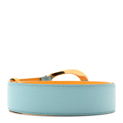 Gucci Textured Dollar Calfskin Criss-Cross Double G Memorable Buckle 40mm Belt 95 38 Dusty Azure Crop 2 of 5