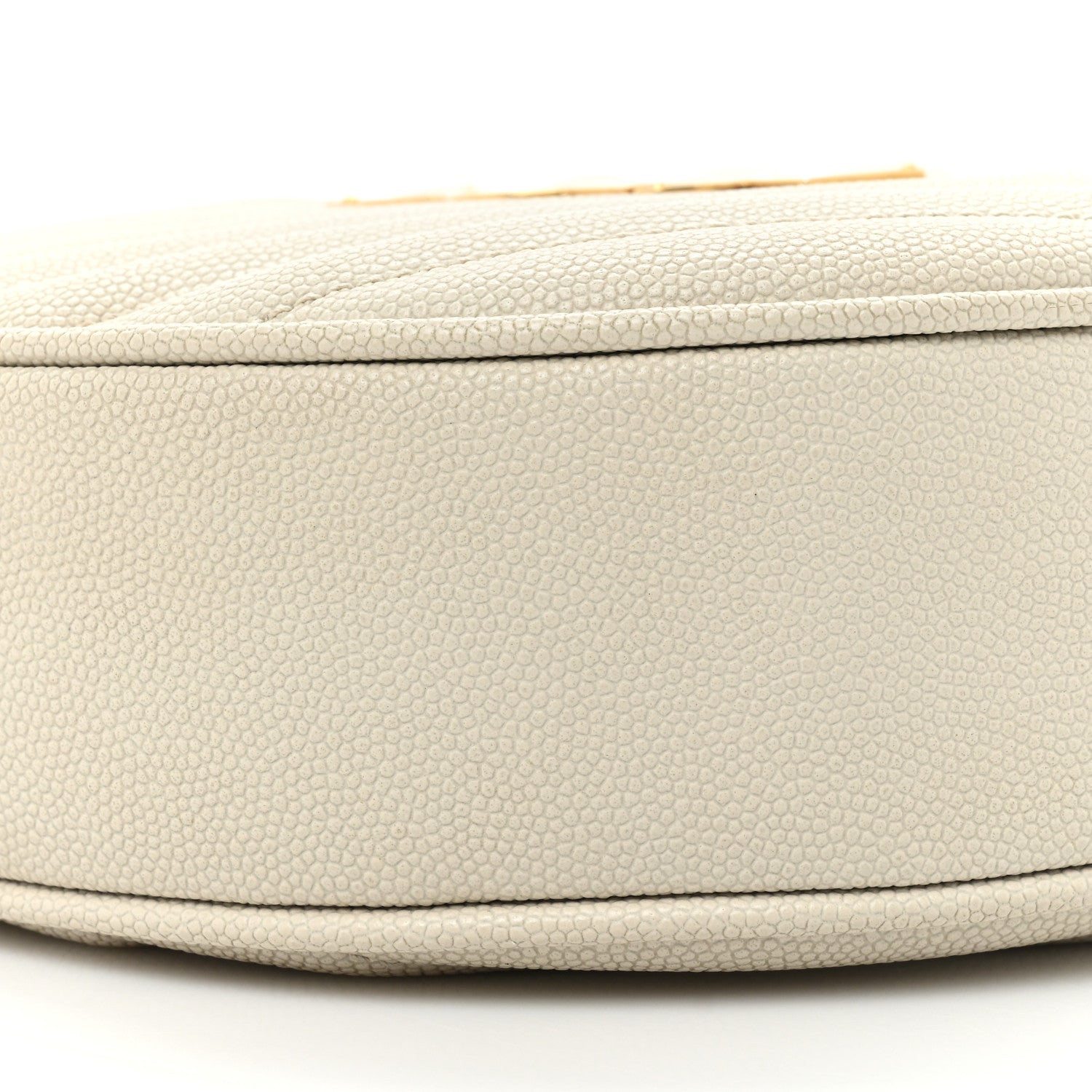 Saint Laurent Grain De Poudre Matelasse Chevron Quilted Round Vinyle Camera Bag Crema Soft 9 of 15