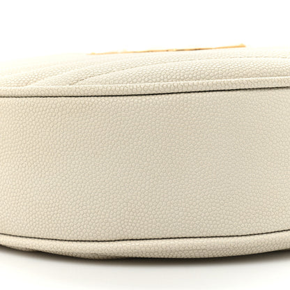 Saint Laurent Grain De Poudre Matelasse Chevron Quilted Round Vinyle Camera Bag Crema Soft 9 of 15