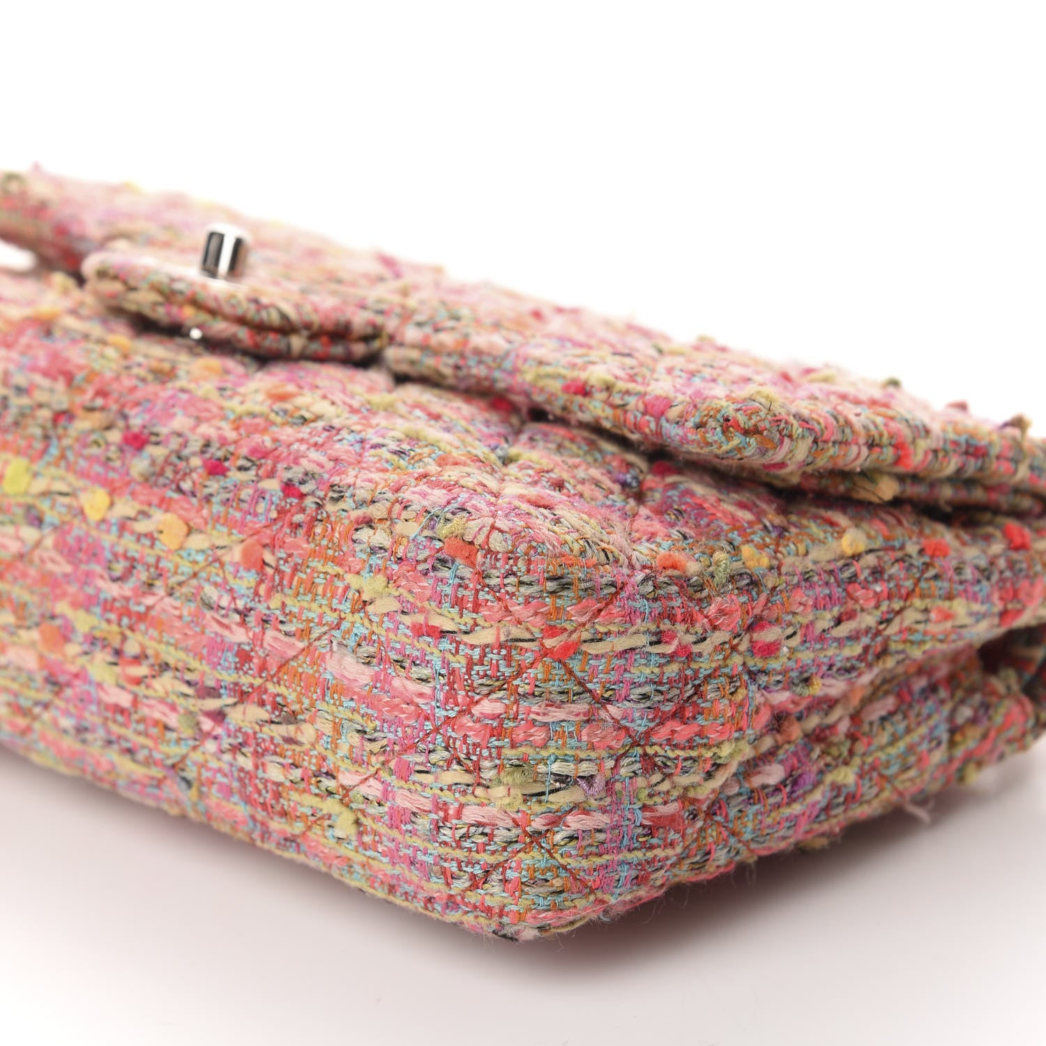 Chanel Tweed Quilted Medium Double Flap Pink 7 of 12