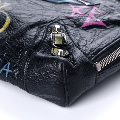 Balenciaga Agneau Classic Silver Hardware Graffiti Reporter XS Black 9 of 9