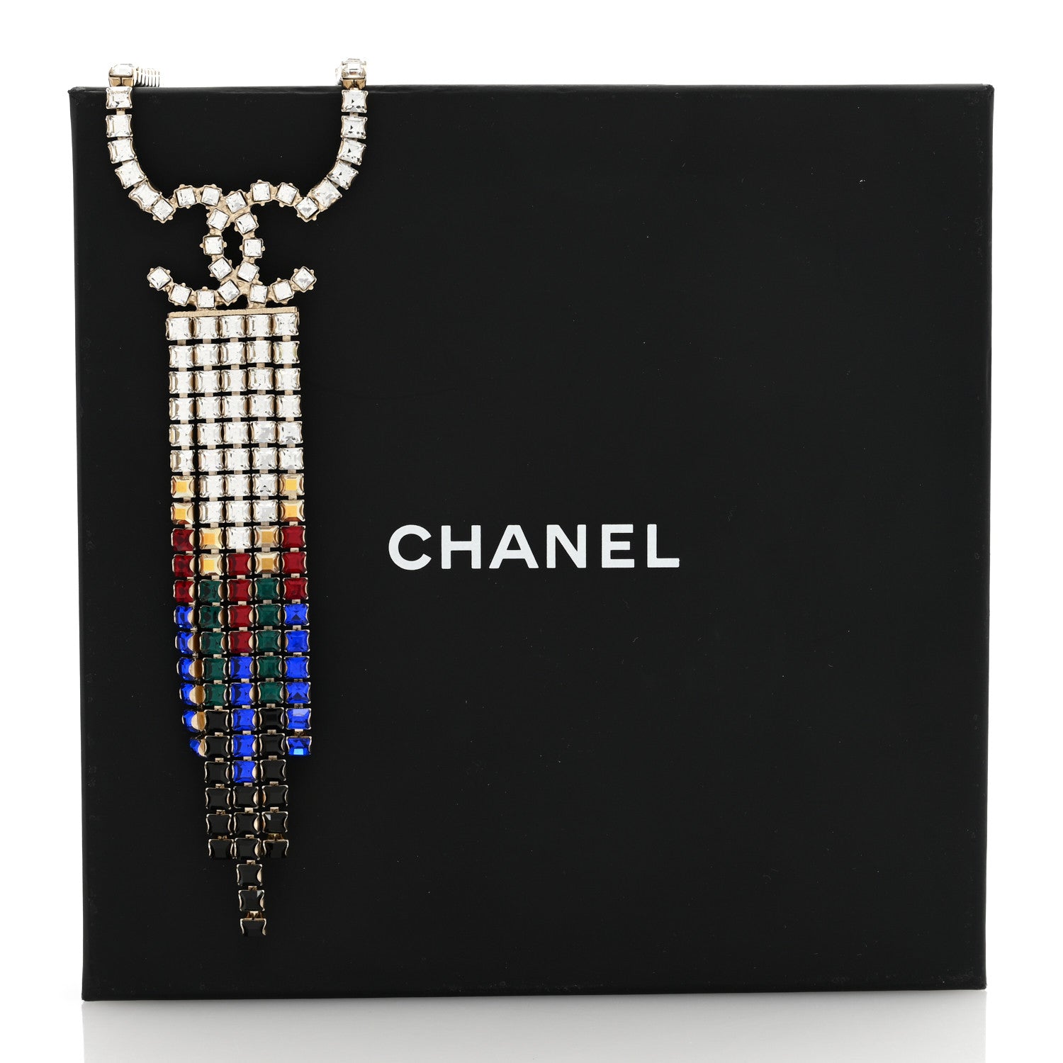 Chanel Crystal Skyline CC Necklace Blue Black Red 5 of 5