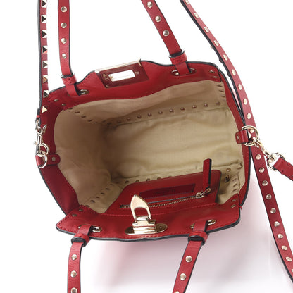 Valentino Garavani Vitello Mini Rockstud Tote Red 6 of 8