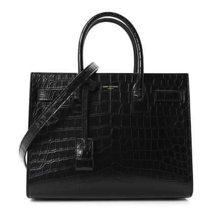 Saint Laurent Calfskin Crocodile Embossed Baby Sac De Jour Black 1 of 10
