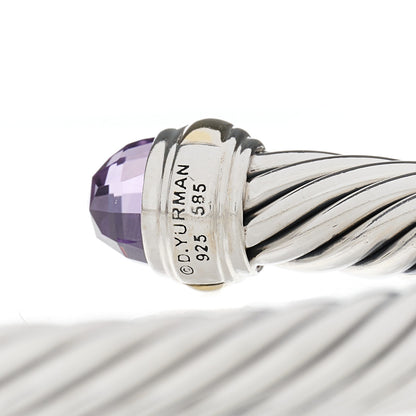 David Yurman Sterling Silver 14K Yellow Gold Amethyst 7mm Cable Classics Bracelet 3 of 4