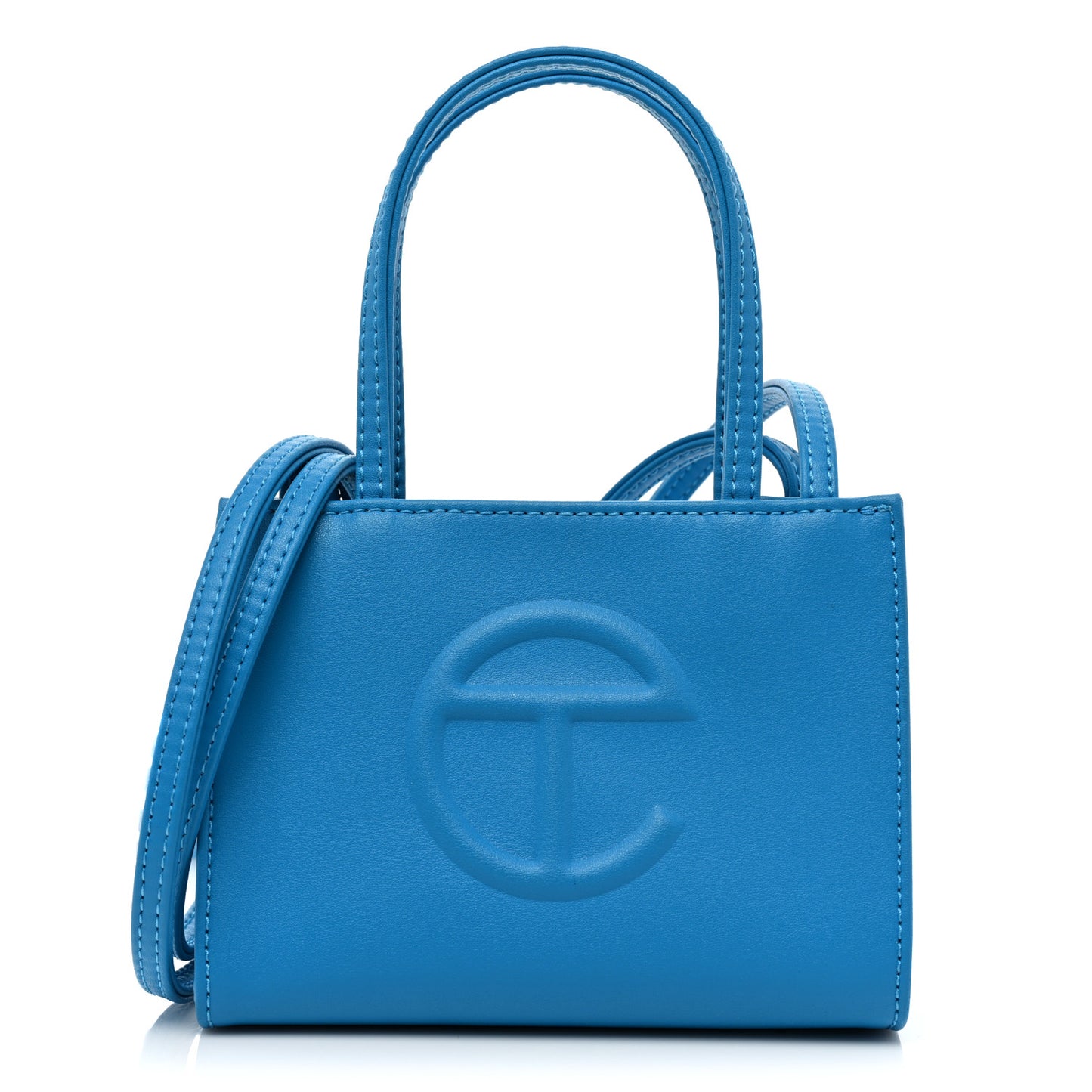 Vegan Leather Small Shopping Bag Cyan