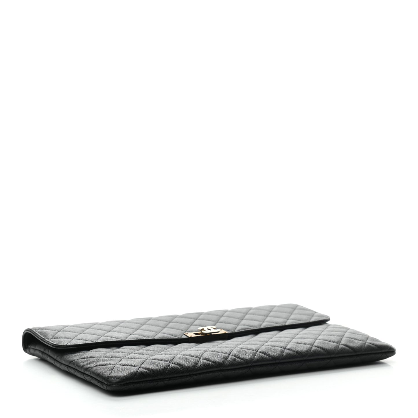 Caviar Quilted Large Golden Class Pouch Black
