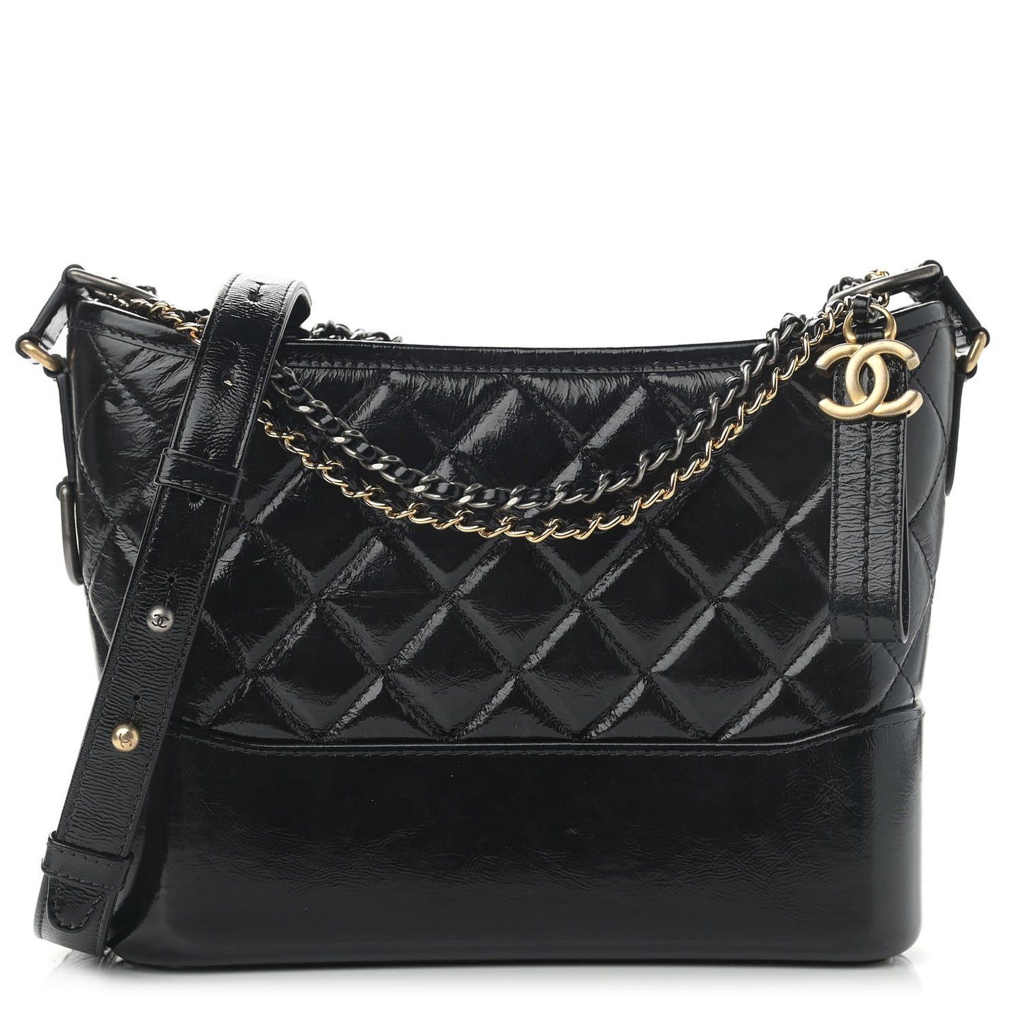 Patent Quilted Medium Gabrielle Hobo Black