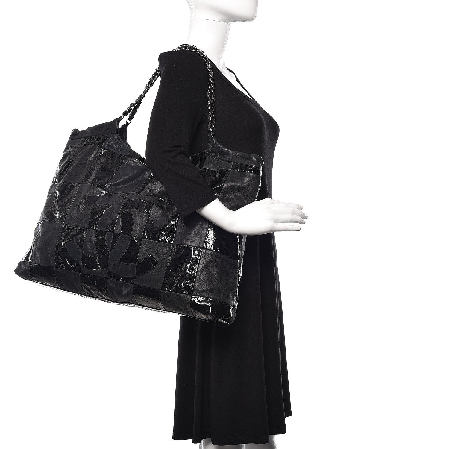 Chanel Patent Patchwork Large Brooklyn Tote Black 2 of 16