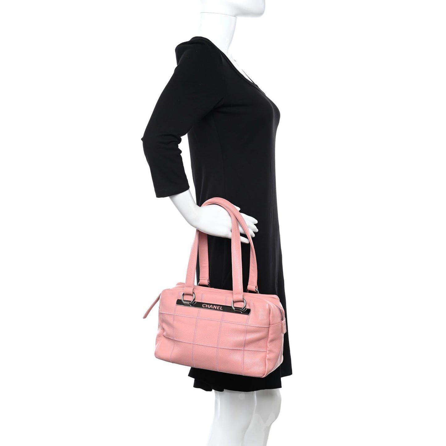 Caviar Square Stitched Bowler Pink