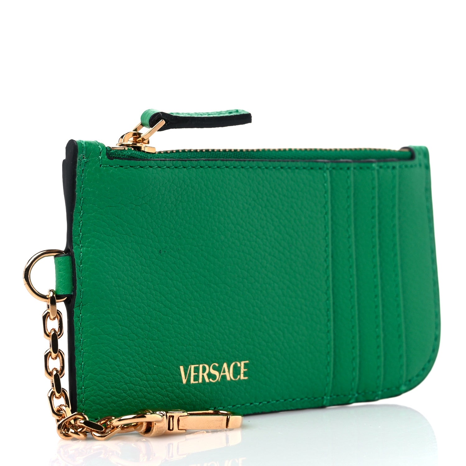 Versace Grained Calfskin Medusa Key Pouch Green 2 of 7
